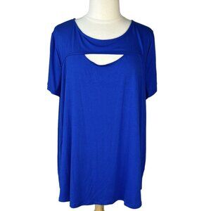 Green Envelope Shirt Top Womens 2X Blue Cut Out Vneck New